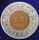 Vintage Coin Encased Good Luck Tokens  Lot Of 7  1904  47  48  49  49d 53d 60d 