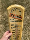 Original Clark Bar Painted Wood Thermometer Sign