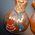 Vintage  Hand Painted Wooden Castanets Flamenco Dancers Bullfighter