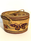 Huge Nw Coast Makah Cedar-bear Grass-sweetgrass Pictorial Lid Basket c1940 mint 