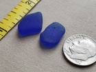 Genuine Beach Sea Glass Surf Tumbled Cobalt Blue Frosted Ocean Two Small V09