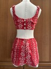 Vintage 50s Cotton Red Bandana Print Bikini Swimsuit  small talon Zipper