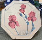 Vintage Windsor Art Etched Octagon Pink Flowers 36  Mirror Signed 1980 1990