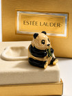 Estee Lauder 1993 Panda Knowing Solid Perfume Compact Figural Enamel Nib Mint