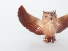 Vintage Miniature Porcelain Owl With Wings Spread Figurine Bone China