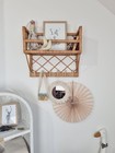 Wicker Wall Cabinet With Hangers Natural  Rattan Shelf 50x21x45 Cm