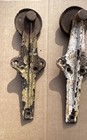 Lot Of 3 Antique Barn Door Rollers Decorative Salvage Chippy White Paint Patina