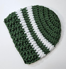 Beanie Preemie Baby Boy Handmade Crochet Doll Dark Sage Green W white Stripes