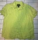 Tahari Women s Linen Small Like Green Button Up Shirt Short Sleeve