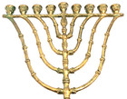 Vintage Jewish Hanukkah Menorah Judaica Judaism Israel Hebrew Shiny Gold Brass