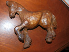 Wooden Horse Art Sculpture hand Carved Equestrian dark Brown 7 5  X 5 5 