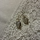 Silver Earrings Made In India 1 Inch Long With A Semi Transparent Stone 