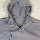 Mens Grey Henley Button Tech Fleece Hoodie Sleeve Zip Pocket Sweatshirt