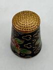 Vintage Cloisonne Style Enameled Birds And Flowers Collectible Sewing Thimble