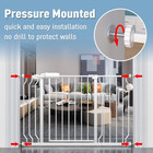 Extra Wide Baby Gate Pressure Mount Auto Close White Metal Child Dog Pet Safety 