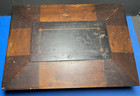 Antique Wooden Sewing Box Jewelry Box Inlaid With Mirrored Lid Sarcophagus Shape
