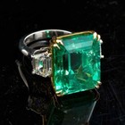 Vintage Style Lab-grown 5 60ct Green Emerald Wedding Ring 14k 2-tone Gold Plated