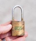 Vtg Brass Best Padlock International Harvester Factory Fort Wayne In No Key Rare