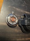Franklin Mint Harley Davidson Pocket Watch W leather Holder Untested