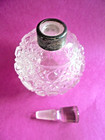 Antique English Cut Glass With Sterling Silver Collar Perfume Bottle With Dauber