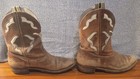 Vintage Unmarked Cowboy Boots Brown Leather Inlay Western Designs Child Size    
