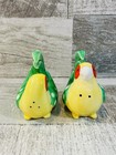 Vtg Fitz   Floyd 1979 Green Tropical Bird Parrot Salt And Pepper Shakers Yellow