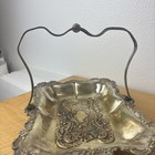 Candy Serving Basket Silver Plated Dish With Handle Ornate Design