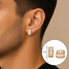 Gold Plated Hoop Earrings With Cubic Zirconia Unisex Hip Hop Jewelry Women  Men