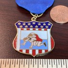 Vtg 1970s Wrestling Ribbon   Medal Award Usa Red White Blue Shield Pin Enameled