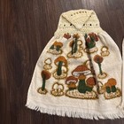 Vintage Mushroom Crochet Top Fringed Kitchen Hanging Hand Towel Retro Mid Mod