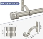 12-20 Inch Short Adjustable Matte Nickel Curtain Rods 1 Inch Diameter Heavy Duty