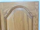 Vintage Pair 1980 s Scalloped Cathedral Panel Oak Cabinet   Cupboard Doors