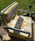 Vtg Booster Seat Portable Kid Toddler Child Vinyl Floral Seat Metal Handles