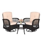 3pcs Outdoor Swivel Rocker Patio Chairs Set Furniture Sofa Rattan Wicker Chair 