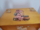 Vintage Wooden Child s Toy Box hamper Teddy Bear Animal Decals