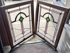 Antique Pair Of Chicago Bungalow Style Stained Leaded Glass Windows 34 x26 
