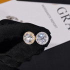 Halo Round Cut Vvs1 Moissanite Gra Certified Stud Earrings Women Men  4mm-10mm 