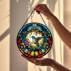 Bird Suncatcher  Stained Glass Style Window Hanging  Colorful Hummingbird Sun