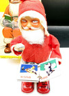 Vintage 1960 s Tin Litho Wind Up Mechanical Santa W baby Book  -read-