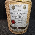 Vintage Ron Bacardi Rum Collectible Empty Glass Bottle Wicker Encased Mexico