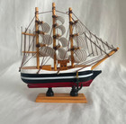 Vintage Wooden Tall Ship Model 3 Mast Sailing Boat Nautical Table Decor 6in