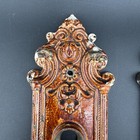 Pair 2 Antique Victorian Door Backplates Ornate Cast Iron Keyhole Hardware  2725