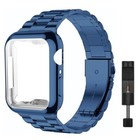 For Apple Watch Band 44mm 40mm With Tpu Case Metal Stainless Steel Strap