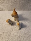 Vintage Small Ceramic Terrier Dog Family 2 Pups Japan