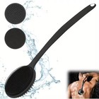 Long Handle Silicone Back Scrubber  Double Sided Bath Body Brush For Shower Men