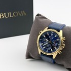 Bulova Marine Star Men s New Blue gold Dial Quartz Chronograph Watch 43mm 97b168