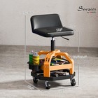 Homcom Rolling Mechanic Stool  300 Lbs Capacity Garage Stool  Yellow
