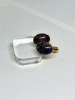 Vintage Australian Black Opal Cufflinks     Gold-plated Oval Statement Jewellery