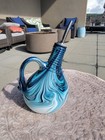 Decorative Kitchen Wine Oil Decanter Gorgeous Art Glass Hand Blown Signed Blue