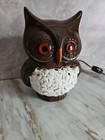 Vintage Ceramic Owl Night Light Up Eyes Table Lamp Mcm 60s Tested Works